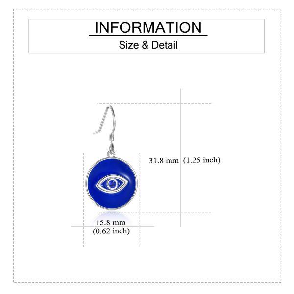 Sterling Silver Zircon Silver Plated Blue Evil Eye Dangle Earrings-1