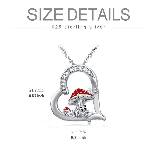 Sterling Silver Zircon Silver Plated Mushroom Pendent Necklace-4