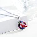 wholesale 925 Sterling Silver Round Crystal Cardinal Pendant Necklace - Red Bird Charm Memory Gift for Her-0-2