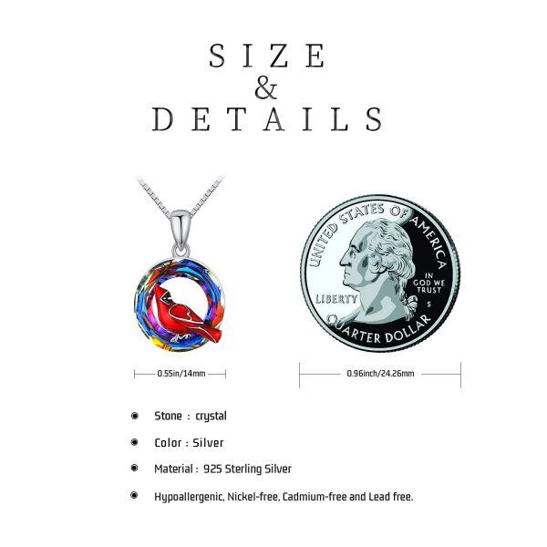 Sterling Silver Crystal Silver Plated Red Cardinal Pendent Necklace -6