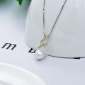 wholesale Sterling Silver Pearl Endless Love Birthstone Infinity Necklace for Mom - Sliver Plated-0-8