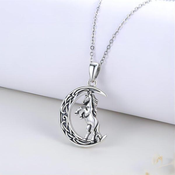 Sterling Silver Oxidized Horse Necklace-1