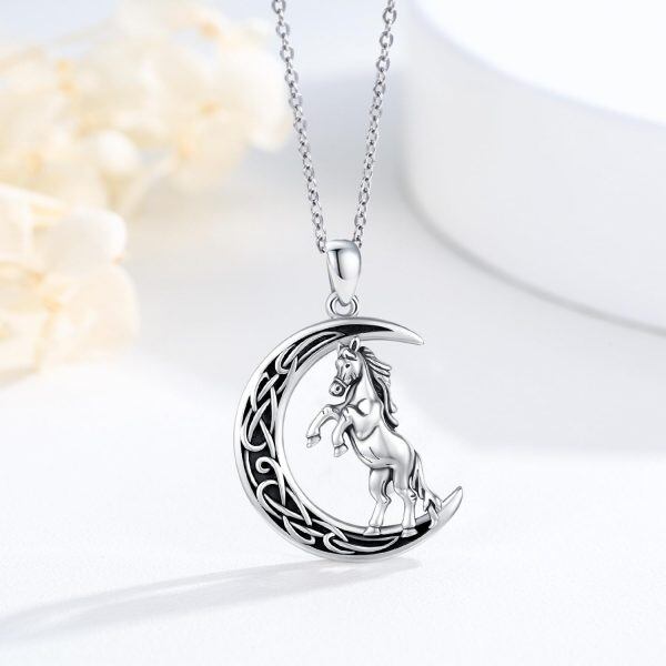 Sterling Silver Oxidized Horse Necklace-2