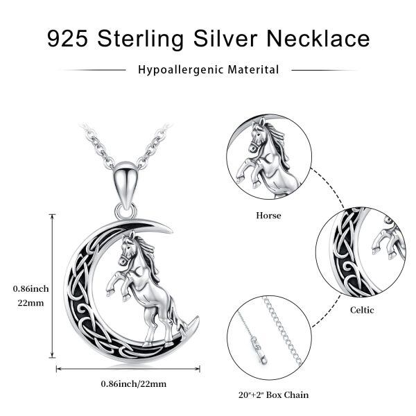 Sterling Silver Oxidized Horse Necklace-5