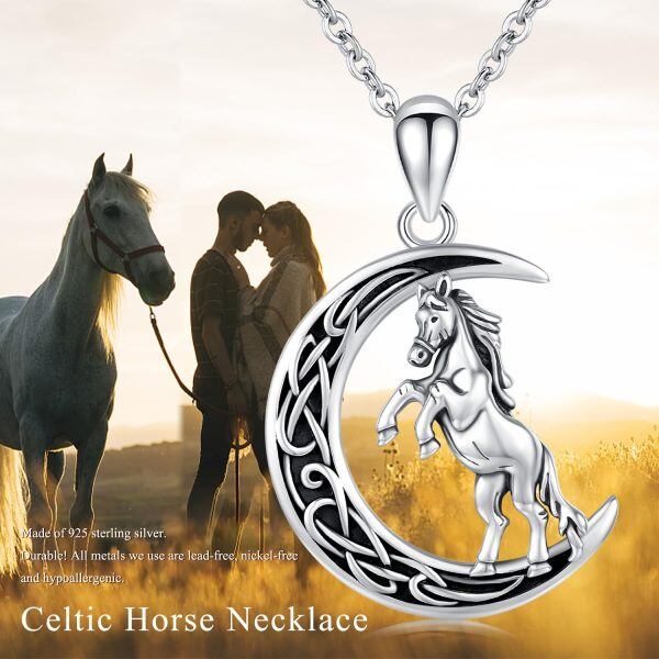 Sterling Silver Oxidized Horse Necklace-6