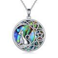 wholesale 925 Sterling Silver Abalone Shell Cat Pentagram Circle Pendant Necklace for Women Girls Mothers Day Gift-0-0