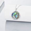 wholesale 925 Sterling Silver Abalone Shell Cat Pentagram Circle Pendant Necklace for Women Girls Mothers Day Gift-0-1