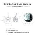 wholesale 925 Sterling Silver Filigree Butterfly Leverback Dangle Earrings for Women-0-6
