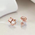 wholesale Rose Gold 925 Sterling Silver Cubic Zirconia Fox Heart Stud Earrings for Women and Girls-0-1