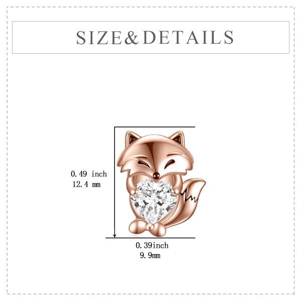 Sterling Silver Zircon Rose Gold Plated Fox Earrings-3