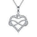 wholesale 925 Sterling Silver Infinity Heart Claddagh Necklace - Irish Love Symbol Charm Pendant for Women and Girls-0-0