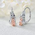 wholesale 925 Sterling Silver Bunny and Kitten Leverback Earrings - Cute Animal s for Her-0-3