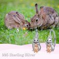 wholesale 925 Sterling Silver Bunny and Kitten Leverback Earrings - Cute Animal s for Her-0-5