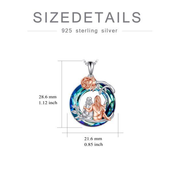 Sterling Silver Crystal Rhodium And Rose Gold Plated Sister Necklace-4