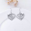 wholesale 925 Sterling Silver Heart-Shaped Elephant Drop Earrings with Cubic Zirconia and Engraved Message Always my mother forever my friend for Mother's Day Gift-0-2