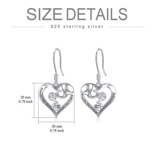 Sterling Silver Zircon Rhodium Plated Elephant Earrings-3