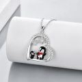 wholesale 925 Sterling Silver Penguin Snowflake Heart Pendant Necklace for Mother & Daughter-0-1