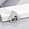 wholesale 925 Sterling Silver Penguin Snowflake Heart Pendant Necklace for Mother & Daughter-0-2