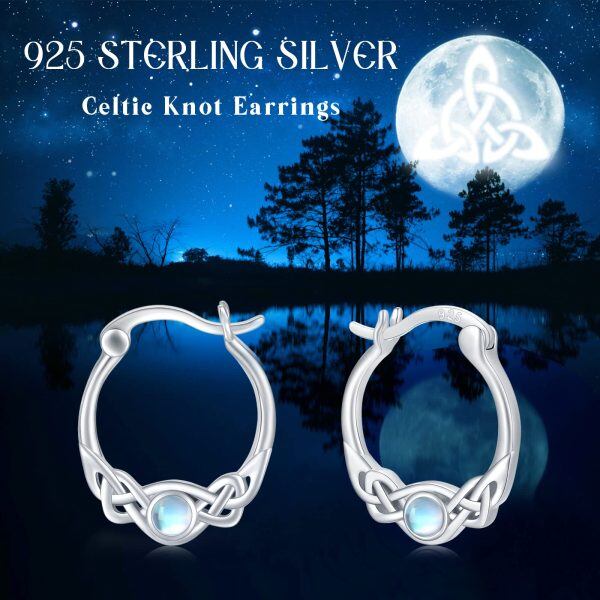 Sterling Silver Moontone Rhodium Plated Celtic Knot Earrings-5