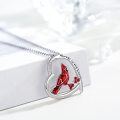 wholesale 925 Sterling Silver Red Cardinal CZ Heart Pendant Necklace - Always in My Heart Memory Gifts for Women-0-1
