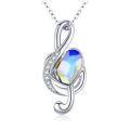 wholesale 925 Sterling Silver Rainbow Crystal Treble Clef Music Note Necklace for Women Girls Musical s-0-0