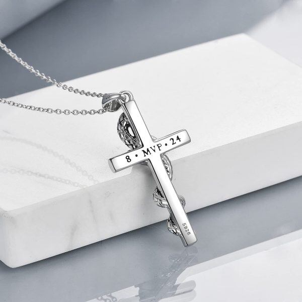 Sterling Silver Black Mamba Cross Pendent Necklace -1