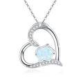 wholesale 925 Sterling Silver Heart-Shaped Opal Pig Pendant Necklace for Women - Animal Lovers s-0-0