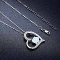 wholesale 925 Sterling Silver Heart-Shaped Opal Pig Pendant Necklace for Women - Animal Lovers s-0-2