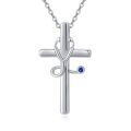 wholesale 925 Sterling Silver Cross Stethoscope Pendant Necklace with Blue Stone - Nursing Gifts for Nurses and Doctors-0-0