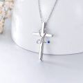 wholesale 925 Sterling Silver Cross Stethoscope Pendant Necklace with Blue Stone - Nursing Gifts for Nurses and Doctors-0-1