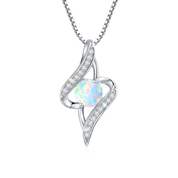 Sterling Silver Opal Infinite Synthetic Opal Pendant Necklace-0