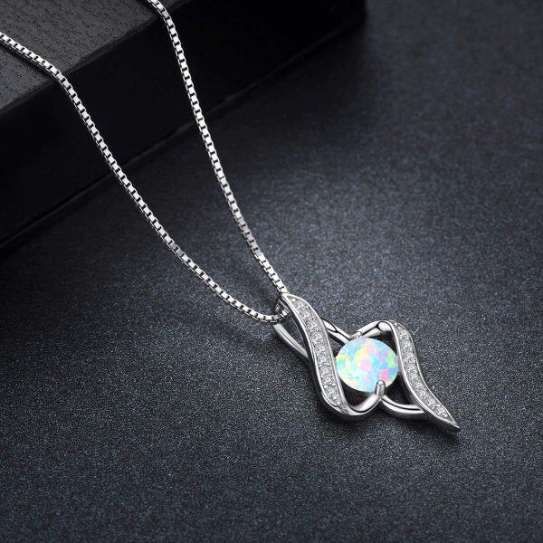 Sterling Silver Opal Infinite Synthetic Opal Pendant Necklace-4