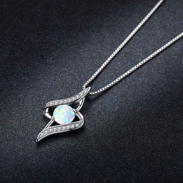 Sterling Silver Opal Infinite Synthetic Opal Pendant Necklace-5