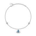 wholesale 925 Sterling Silver Blue Crystal Lotus Pendant Ankle Anklet for Women-0-0