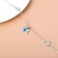 wholesale 925 Sterling Silver Blue Crystal Lotus Pendant Ankle Anklet for Women-0-1