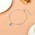 wholesale 925 Sterling Silver Blue Crystal Lotus Pendant Ankle Anklet for Women-0-2