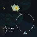 wholesale 925 Sterling Silver Blue Crystal Lotus Pendant Ankle Anklet for Women-0-5