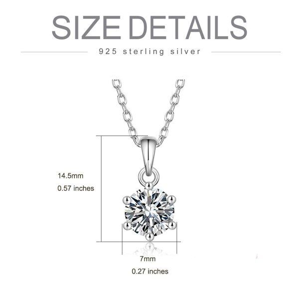 Sterling Silver Moissanite White Gold Plated Classic Pendant Necklace-1