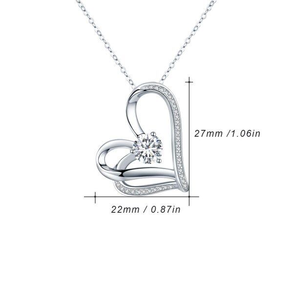 Sterling Silver Zircon Silver Plated Forever Lover Heart Pendant Necklaces-4