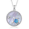 wholesale 925 Sterling Silver Blue Opal Sea Turtle Pendant Necklace Oceanic s for Her-0-0