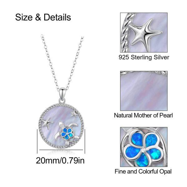 Sterling Silver Opal Silver Plated Turtle Pendent Necklace-2