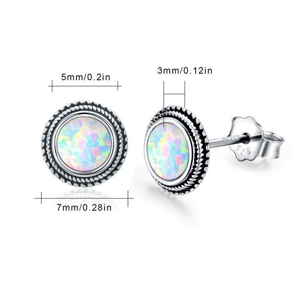 Sterling Silver Opal Silver Plated Moon Earrings-2