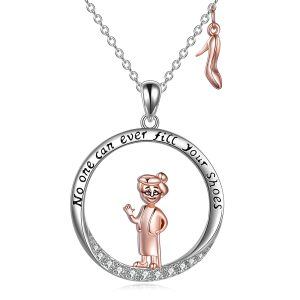 Sterling Silver Zircon Silver Plated Grandma Retirement Pendant Necklace-0