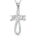 wholesale 925 Sterling Silver Infinity Jesus Cross Necklace with Crown and Angel Wings Pendant-0-0