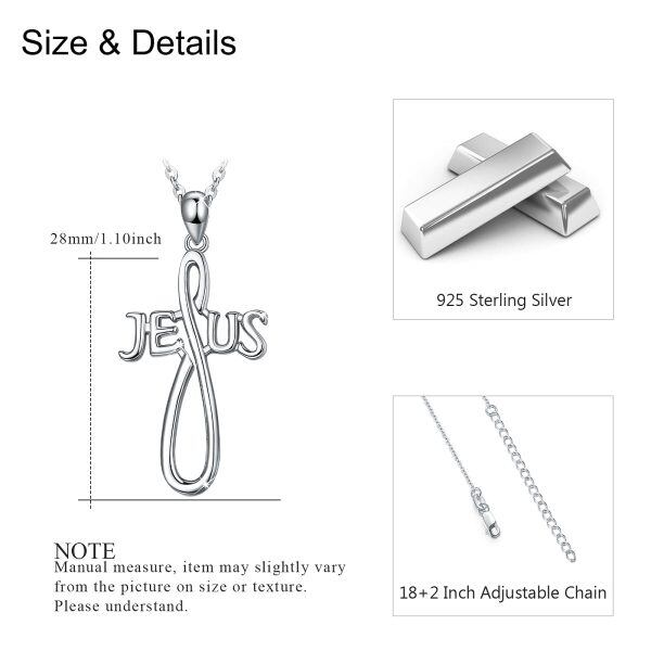 Sterling Silver Silver Plated Jesus Faith Cross Pendent Necklace-4