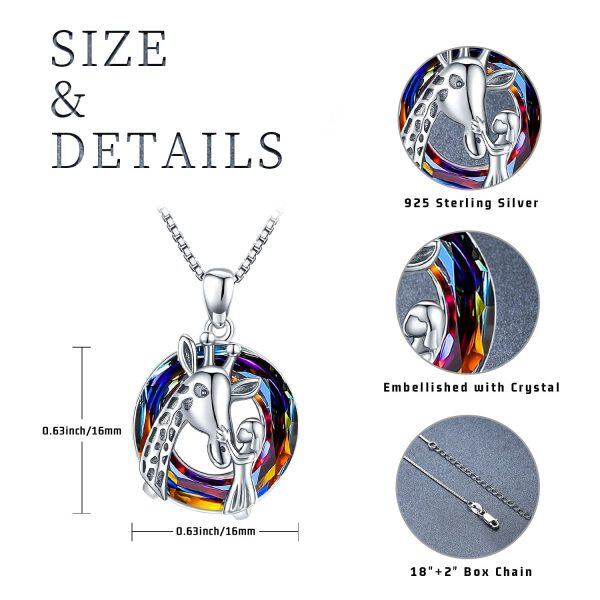 Sterling Silver Crystal Silver Plated Giraffe Pendent Necklace -5