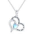wholesale 925 Sterling Silver Opalite Heart Pendant Necklace She believed she could so... Gift for Her 18 Chain + Extender-0-0