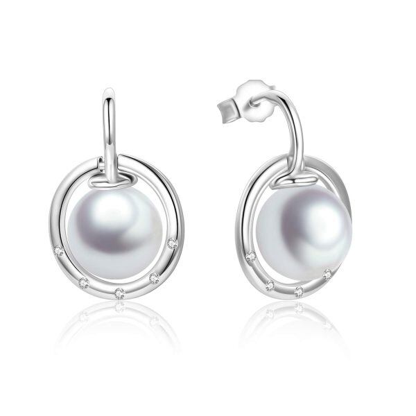 Sterling Silver Pearl Silver Plated Drop Earrings -0