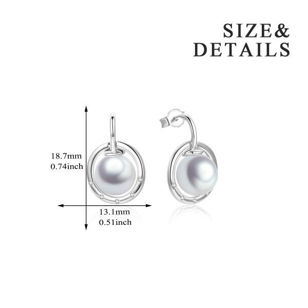 Sterling Silver Pearl Silver Plated Drop Earrings -3