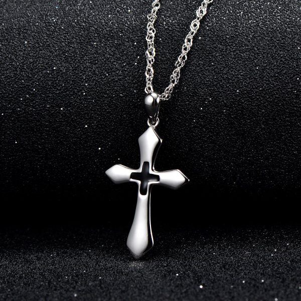 Sterling Silver Silver Plated Cross Pendent Necklace -2